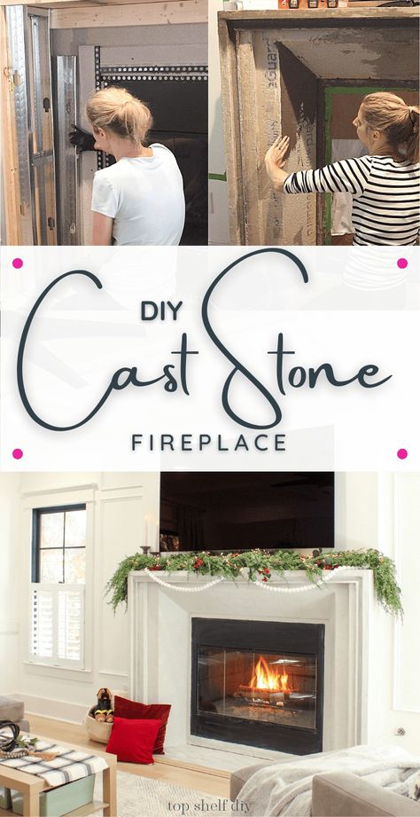 Fireplace Cast Stone, Diy Stone Fireplace Mantle, Plaster Mantel Fireplace, Faux Cast Stone Fireplace Surround, Faux Concrete Fireplace Surround, Diy Cast Stone Fireplace Surround, Cast Concrete Fireplace Surround, Diy Cast Stone Fireplace, Faux Stone Fireplace Surround