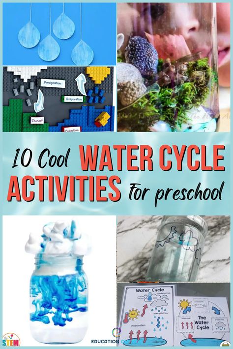 Water Theme Kindergarten Activities, Water Cycle Project For Preschool, Water Cycle Kindergarten Activities, Water Cycle For Kindergarten, Learning About Water Preschool, Water Cycle For Preschoolers, Water For Preschool, Water Cycle Activity For Kids, Water Cycle Preschool Activities