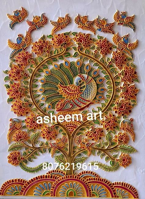 Cone Painting, 3d Relief Art, Emboss Painting, Indian Traditional Paintings, Mural Art Design, Indian Wall Art, Modern Art Canvas Painting, Persian Art Painting, Kerala Mural Painting