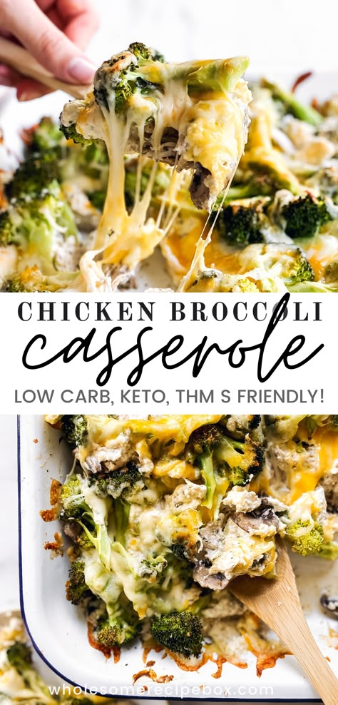 Chicken And Broccoli Casserole Low Carb, Low Cal Chicken Broccoli Casserole, Low Calorie Chicken Broccoli Casserole, Trim Healthy Mama Recipes Dinner Chicken, Broccoli Chicken Bake Healthy, Brocolli Chicken Casserole Healthy, Thm Casserole Recipes, Trim Healthy Mama Chicken Recipes, Keto Chicken Cheese Broccoli Casserole