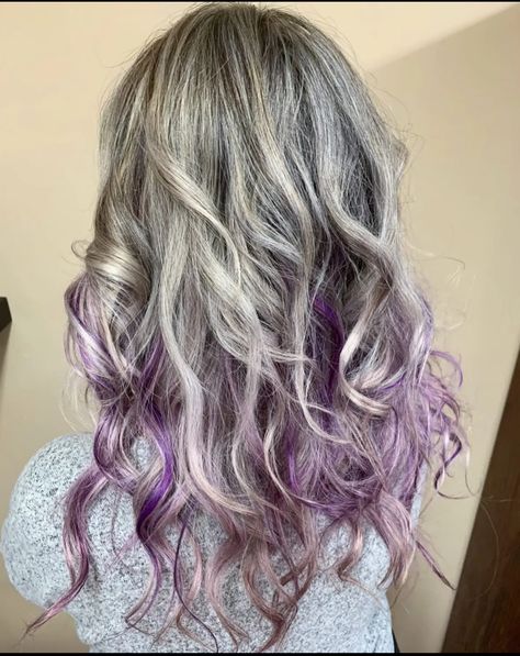 Purple Hair Streaks, Purple Streaks, Peekaboo Hair, Blonde Hair, Lavender, Blonde, Hair Styles, Purple, Hair