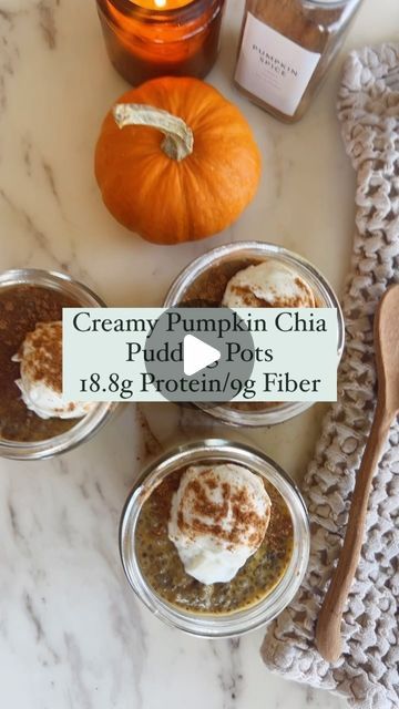 Joanna Brown| Mindful Eating + Functional Hormones on Instagram: "Creamy Pumpkin Chia Pudding Pots 🍨 at 18.8g Protein + 9g Fiber makes a great grab & go Hormone Loving snack this fall 🍂!   Did you know PUMPKIN 🎃 is a HORMONE power food ?💥   🤌Pumpkin is packed with antioxidants like beta-carotene and vitamin E, which can help balance hormones by reducing oxidative stress and inflammation.   🤌These nutrients play a role in regulating reproductive health & supporting overall hormonal function, especially beneficial during menstrual cycles 🔄 and perimenopause.   🤌The fiber content also supports gut health, which is crucial for hormone metabolism  🔬 PubMed 29656798   Amazing right? 🤩 so let’s make it ⬇️ Recipe makes 3 servings:   1/2 cup Chia Seeds 1 1/8 cups Unsweetened Milk, I like Pumpkin Chia Pudding, Balance Hormones, Power Foods, Beta Carotene, Reproductive Health, Chia Pudding, Mindful Eating, Chia Seeds, Gut Health