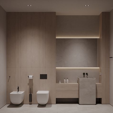 DEMIDKOVO :: Behance Luxury Toilet Design, Bathroom Modern Luxury, Minimal Bathroom, Bathroom Sink Design, Narrow House Designs, Luxury Toilet, Wc Design, Modern Luxury Interior, Restroom Design