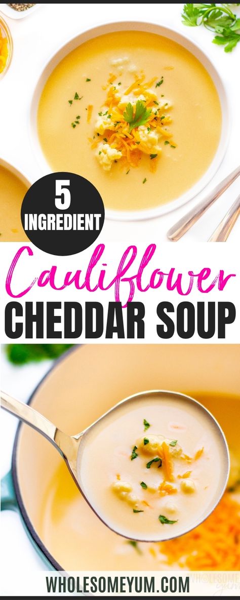 Cream Of Cauliflower Soup Recipe, Cauliflower Cheddar Soup, Cauliflower Cheese Soup, Cauliflower Cheddar, Freezer Soups, Cauliflower Cheese Soups, Cheesy Cauliflower Soup, Keto Vegetables, Creamy Soups