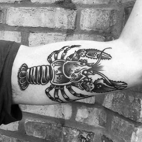 Crawfish Tattoo Ideas, Crawdad Tattoo, Crawfish Tattoo, Lobster Tattoo, Neat Tattoos, J Tattoo, Traditional Tattoo Ideas, Tasteful Tattoos, Tattoo Designs For Men