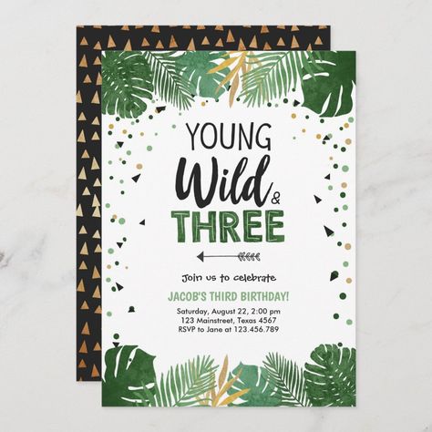 Young Wild and Three Safari Animals Boy Birthday Invitation Safari Third Birthday Party, Young Wild And Three Birthday Boy, Wild One Birthday Party Boys Invitations, Young Wild And Three Invitations, Young Wild And Three Birthday Boy Shirt, Young Wild And Three, Boy Birthday Invitations, Safari Birthday, Kids Nursery Decor