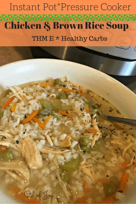 chicken brown rice soup instant pot Chicken Brown Rice Soup, Brown Rice Soup, Thm E, Thm Dinner, Chicken Brown Rice, Chicken And Brown Rice, Trim Healthy Mama Recipes, Instant Pot Soup Recipes, Pressure Cooker Chicken