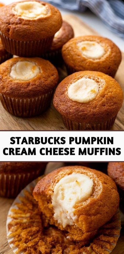 Pumpkin Cheese Muffins Recipe, Pumpkin Muffin Starbucks, Gluten Free Pumpkin Cream Cheese Muffins, Starbucks Pumpkin Muffins, Pumpkin Baked Goods, Mom Desserts, Starbucks Pumpkin Cream Cheese Muffins, Gf Deserts, Bakery Breakfast