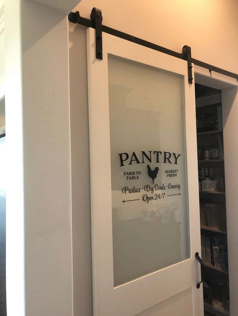 Pantry Farm to Table Market Fresh Produce Dry Goods Grocery | Etsy Glass Door Wall, Hymn Quotes, Suede Paint, Glass Pantry Door, Market Table, Word Collage, Water Closet, Door Decals, Farm To Table