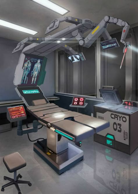 Futuristic Hospital, Scifi Interior, Spaceship Interior, Sci Fi Environment, Hospital Room, Futuristic Interior, Hospital Design, Spaceship Design, Future Tech