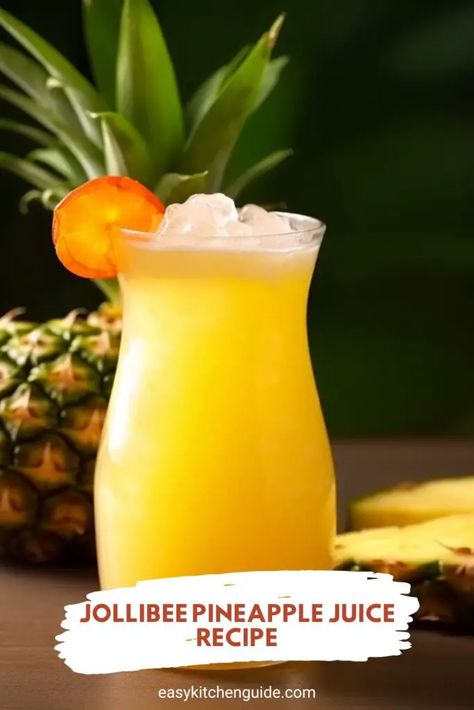 Coctails Recipes Pineapple Juice, Pineapple Juice Drinks, Uses For Pineapple Juice, Juice Recipes Pineapple, Jollibee Pineapple Quencher Recipe, Drink Made With Pineapple Juice, Mocktail Pineapple Juice, Fruity Mocktail, Pineapple Juice Recipes