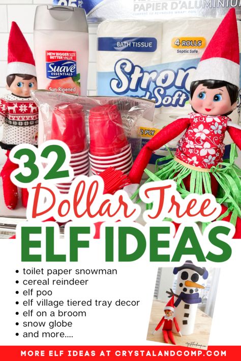 Make a trip to the dollar store and get everything you need for a season of Elf on the Shelf. Stress free, cheap and super easy! The kids will love it. Easy Elf On The Shelf Notes, Elf On The Shelf Dress Up Ideas, Elf On The Shelf Ideas Funny Hilarious Two Elfs, Elf On The Shelf Pipe Cleaner Ideas, Plush Elf On The Shelf Ideas, Elf On The Shelf Arrival Ideas 2023, Clever Elf On The Shelf Ideas, Elf On The Shelf Treats, Elf On The Shelf Food Ideas