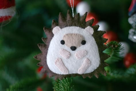 Sasha the Hedgehog. Not a Carolyn DeAngelis ornament, but I kept the same style. Felt Porcupine, Hedgehog Diy, Felt Hedgehog, Pocket Friend, Christmas Hedgehog, Hedgehog Ornament, Hedgehog Craft, Hedgehog Christmas, Kids Christmas Gifts