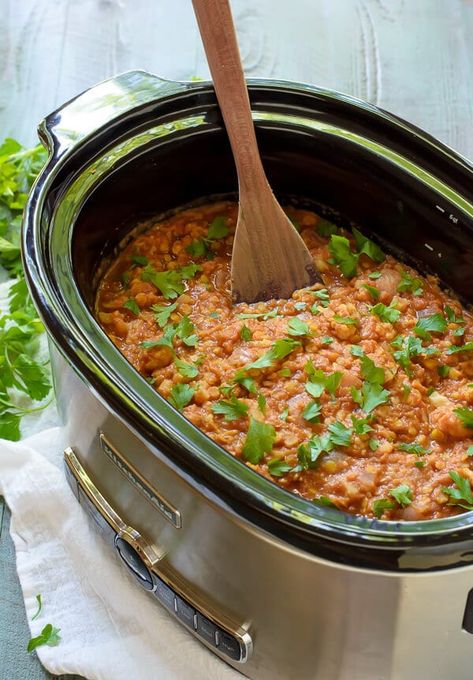 Crockpot Lunches, Lentil Cauliflower, Well Plated By Erin, Red Lentil Curry, Amazing Slow Cooker Recipes, Vegan Slow Cooker Recipes, Well Plated, Slow Cooker Lentils, Vegan Slow Cooker