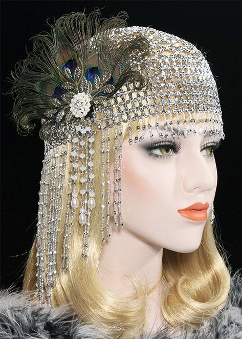 1920s Fashion Headpiece, Roaring 20s Headpiece, Gatsby Head Dress, Head Dress Ideas, 20s Outfit Gatsby, Theme New Years Eve Party, 1920 Headpiece, 1920s Fashion Party, Great Gatsby Party Outfit