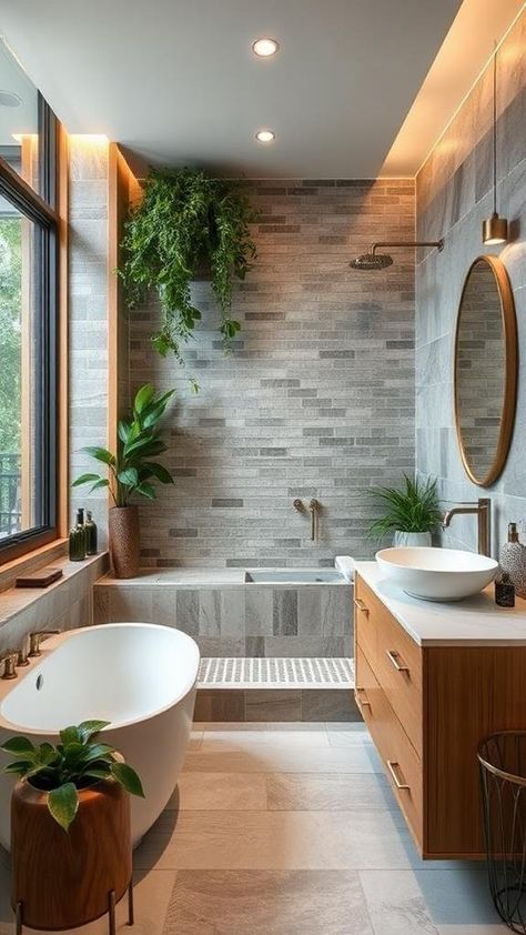 7 Inspiring Bathroom Interior Design Ideas for 2024 Spa Like Bathroom Ideas, Bathroom With Plants, Natural Bathroom Design, Designer Bathrooms, Bathroom Storage Hacks, Natural Bathroom, Bathroom Retreat, Primary Bath, Home And Decor