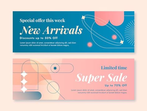 Gradient minimalist horizontal banner | Free Vector #Freepik #freevector #gradient-banner #minimalist-banner #mix #minimalist New Arrival Banner, Vector Gradient, Psd Icon, Banner Vector, Banner Ads, Psd Files, Vector Photo, Art School, Banner Design