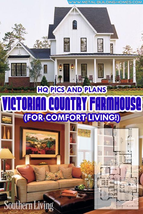 Who can resist the charm of a Victorian style home? Think of that and a beautiful country farmhouse. What a beautiful combination! Victorian Barndominium, Southern Ranch Style Homes, Country Victorian Homes, Victorian Homestead, Victorian Farmhouse Exterior, Victorian Farmhouse Plans, Victorian Farmhouse Decor, Modern Victorian Farmhouse, Old House Exterior