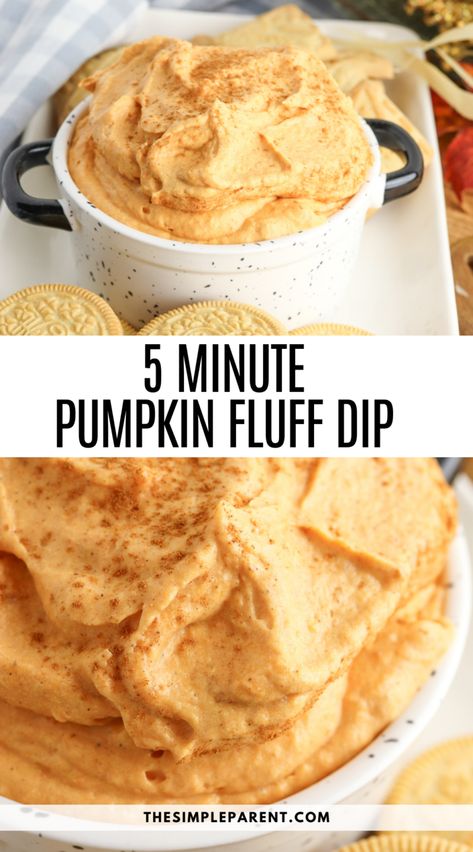 Pumpkin Fluff Dip (Easy 5 Minute Prep!) Easy Pumpkin Dip, Fluff Dip, Pumpkin Fluff Dip, Pumpkin Dip Recipe, Pumpkin Pie Dip, Pumpkin Fluff, Pie Dip, Pumpkin Dip, Easy Thanksgiving Recipes