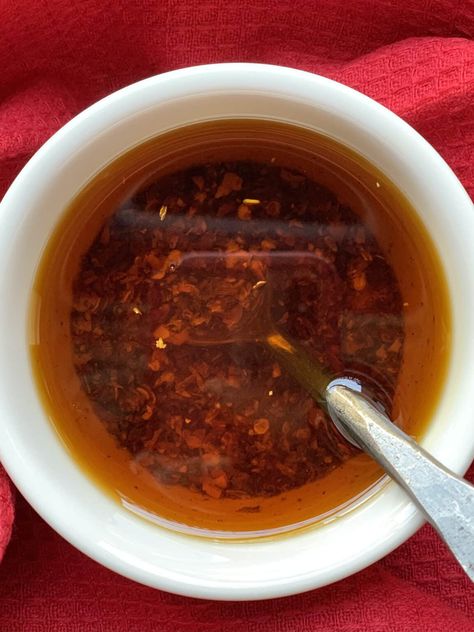 Quick and Easy Italian Chili Oil (Olio Santo) - Mangia with Michele Italian Chili Oil, Italian Chili Oil Recipe, Infusing Olive Oil, Italian Chili, Hot Chili Oil, Chili Oil Recipe, Bread Oil, Calabrian Chili, Spice Mix Recipes