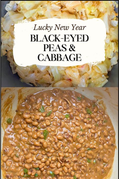 Black Eyed Peas and Cabbage - NEW YEARS RECIPE Black Eyed Peas For New Years Good Luck, New Years Cabbage Recipes Good Luck, Best Southern Black Eyed Peas Recipe, Blacked Peas Recipe, Black Eyed Peas For New Years, Black Eye Pea Recipes Easy, Black Eye Peas New Years Good Luck, Black Eyed Peas And Cabbage, New Year Black Eyed Peas Recipe