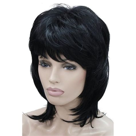 Amazon.com : Aimole Soft Shaggy Layered Medium Length Classic Cap Synthetic Women Wigs(1-Black) : Beauty & Personal Care Joan Jett Costume, Women Wigs, Side Bangs, Full Wigs, Different Hairstyles, Straight Wig, Real Human Hair, Synthetic Wig, Wig Styles