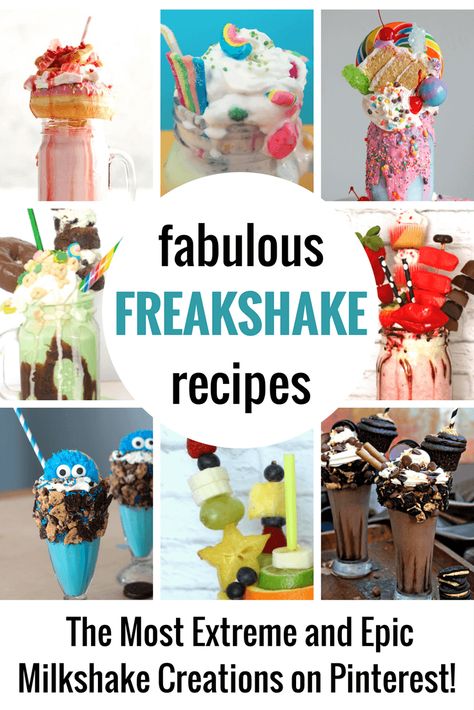 Diy Birthday Party Ideas, Freakshakes Recipe, Crazy Shakes, Fruit Milkshake, Milkshake Recipe Easy, Homemade Milkshake, Floats Drinks, Milkshake Flavours, Milkshake Bar