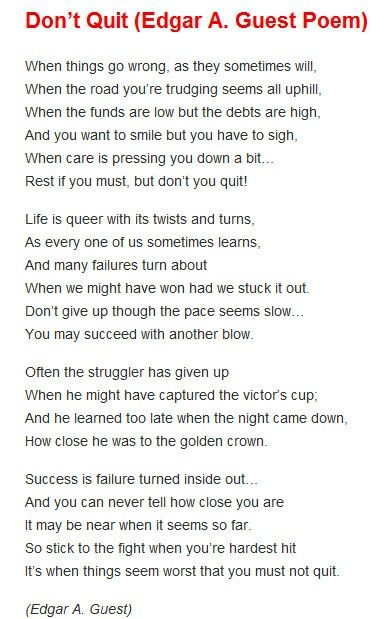 Don't Quit by Edgar Albert Guest English Teacher Lesson Plans, Rhyming Poems, Classic Poems, Poems About Life, Laughter Quotes, Kids Poems, Teacher Lesson Plans, Inspirational Quotes About Success, Don't Quit