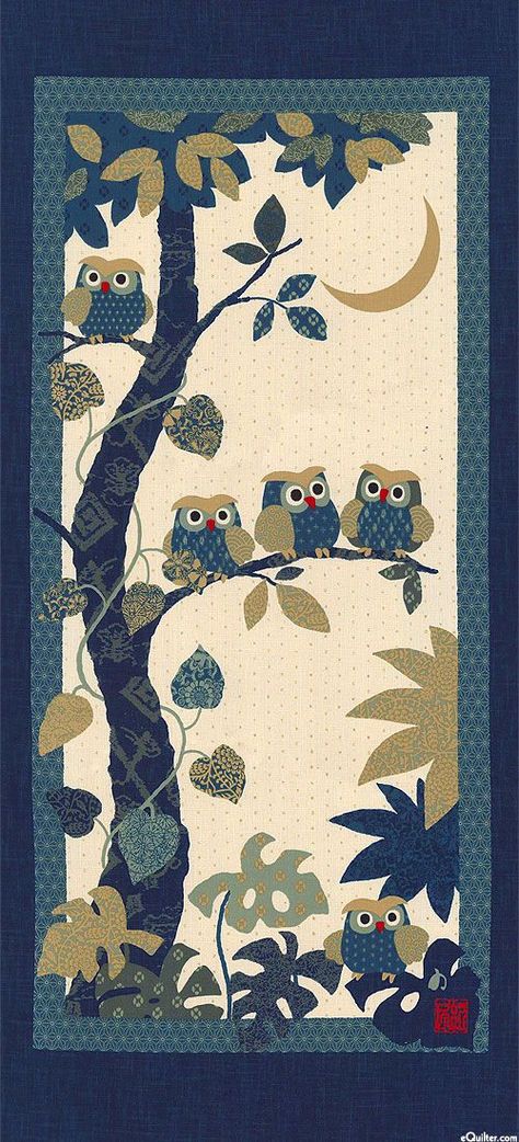 Sashiko Stencils, Owl Quilts, Japanese Noren, Owl Quilt, Small Curtains, Japanese Quilts, Owl Family, Best Images, Baby Owls