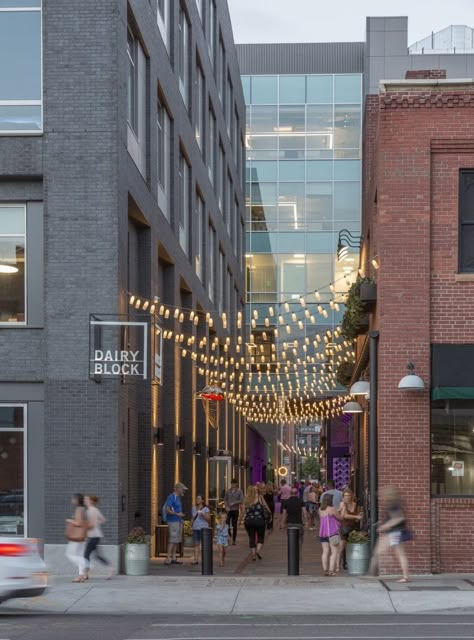 Urban Alley Design, Denver Architecture, Architecture Foundation, Urban Intervention, Pocket Park, Colorado Real Estate, Pedestrian Street, Urban Architecture, Street Furniture