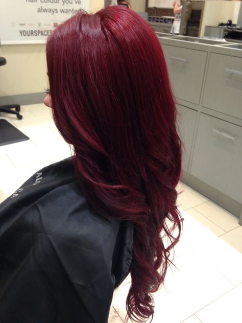 Deep Ruby Red Hair, Dark Red Curtain Bangs, Crimson Red Hair Color, Red Burgandy Hair, Blood Red Hair Color, Deep Red Hair Color, Red Hair Ideas, Pelo Color Vino, Blood Red Hair