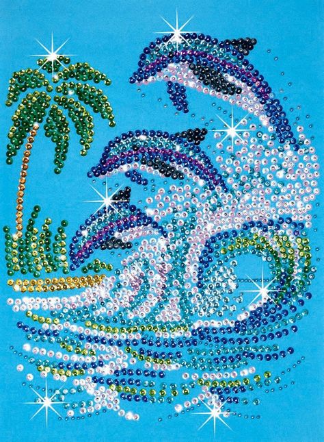 Sparkels Sequin Art, Dolphin Art, Sequin Crafts, Art Perle, Rhinestone Crafts, Mosaic Tile Art, Rhinestone Art, Dot Art Painting, Mandala Dots