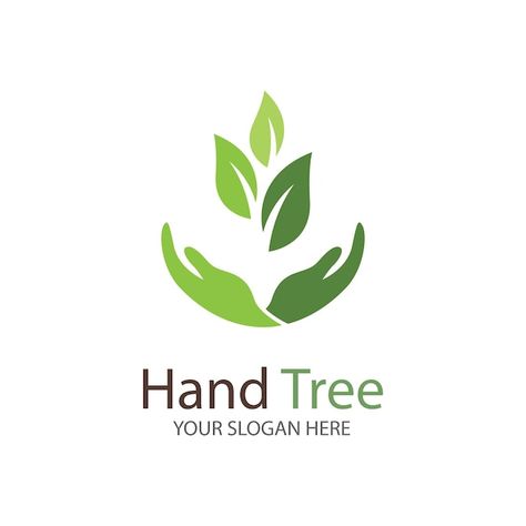 Vector human hands and tree with green l... | Premium Vector #Freepik #vector #leaf-logo #eco-leaf #hand-tree #bio-logo Hand Logo Design Ideas, Tree Icon Logo, Leaf Design Logo, Plant Logo Design, Healthcare Poster, Gp Logo, Trees Logo, Tree Of Life Logo, Bio Logo