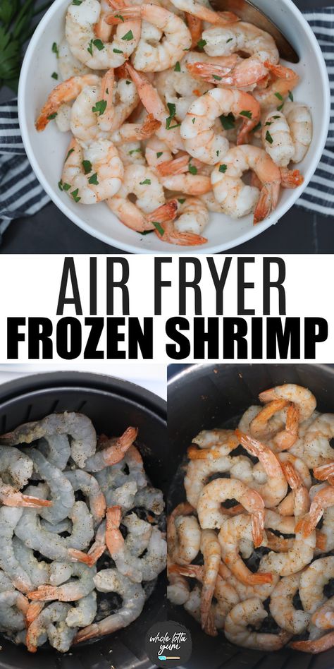 Make easy air fryer shrimp with garlic butter with frozen shrimp in your air fryer! This is such a healthy air fryer shrimp recipe that's also keto, low carb, and gluten free. Shrimp From Frozen, Air Fryer Frozen Shrimp, Shrimp In The Air Fryer, Whole Lotta Yum, Frozen Shrimp Recipes, Air Fryer Recipes Low Carb, Air Fryer Shrimp, Seafood Dish Recipes, Air Fryer Fish