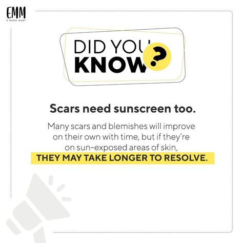 Did you know this? Scars need sunscreen too. For more amazing facts follow @emm_beautyjournal & @emm.emegamart NOW!!! . . . . . #fact #facts #factsprime #instafacts #factsdaily #sciencefacts #dailyfacts #factz #factsaboutme #allfacts #unknownfacts #didyouknowfacts #gkfacts #truefacts #factxpress #coolfacts #factoflife #wtffunfacts #diduknow #didyouknow #skincare #beauty #skincareroutine #makeup #skin #skincareproducts #love #skincaretips Sunscreen Facts, Skincare Facts, Skin Facts, Daily Facts, Did You Know Facts, Science Facts, Amazing Facts, True Facts, Life Facts