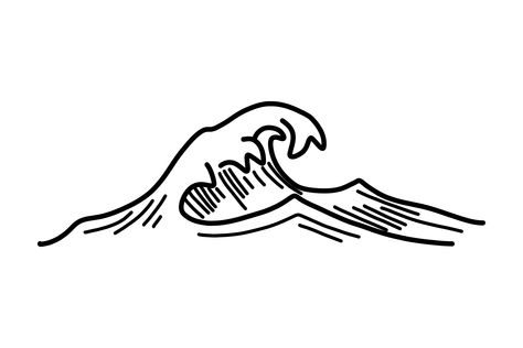 Little ocean wave Waves Simple Drawing, Easy Wave Drawing, Wave Doodle Simple, Wave Drawing Simple, Water Drawing Simple, Chip Drawing, Waves Illustration Simple, Ocean Symbols, Wave Doodle