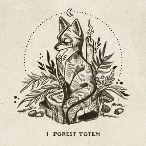 Foxtober day 1 - Forest totem 🌿 . . . #forest #woods #illustration #nature #drawing #cute #illustration #foxtober #foxtotem #FoxInktober #foxtober2024 #fox #wooden Totem Drawing, Woods Illustration, Fox Totem, Fox Tattoo Design, Illustration Nature, Fox Tattoo, Nature Drawing, Tattoo Inspo, Art References