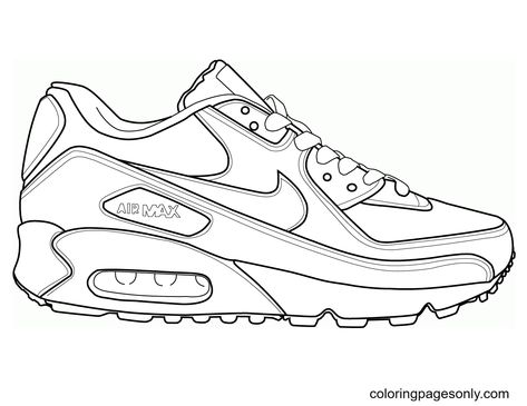 Nike Drawing, 90 Art, Air Max 1 Og, Sneakers Drawing, Air Max 90s, Nike Air Max 2016, 8th Grade Art, Art Shoes, Fashion Design Template