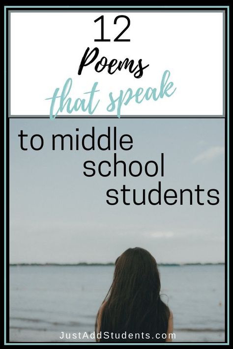 These 12 poems are perfect for middle school students.  This post includes lesson plan focus notes for teaching literary analysis, and what to love about the poem.  Grab the free poetry discussion starter! #poetry #lessonplan #poems #middleschool Poems For Middle School, Teaching Literary Analysis, Poetry Middle School, Poetry Activities, Middle School Lesson Plans, Teaching College, Teaching Poetry, Middle School Lessons, Middle School Writing