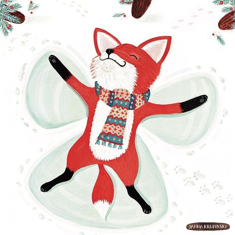 Snow Angels Illustration, Winter Fox Illustration, Snow Angel Illustration, Snow Illustration Winter, Birthday Buddies, Making Snow Angels, Make Snow, Snow Illustration, Angel Illustration