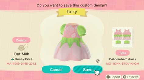 Acnh Fairy Dress, Code Clothes, Acnh Cottagecore, Dress Cake, Fairy Dress, Milk And Honey, Bright Green, Animal Crossing, Pink And Green