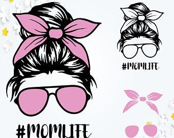 Bandana Svg, Hair Svg, Mom Bun, Kid Life, Skull Svg, Mom Life Svg, Svg Kids, Messy Bun Hairstyles, Bun Hair