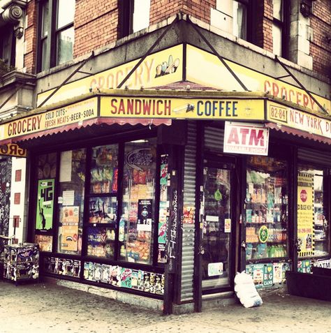 Corner Shop Design Store Fronts, Nyc Corner Store, Corner Store Drawing, Corner Store Aesthetic, Bodega Store, Draw Background, Town Aesthetic, Storefront Signs, Background Painting