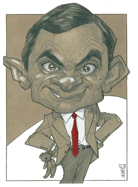 Mr. Bean #caricature #mrbean #rowanatkinson Mr Bean Caricature, Mr Bean Cartoon, Caricature Sketch, Funny Paintings, Galaxy Theme, Asian Dragon, Caricature Artist, Celebrity Caricatures, Mr Bean