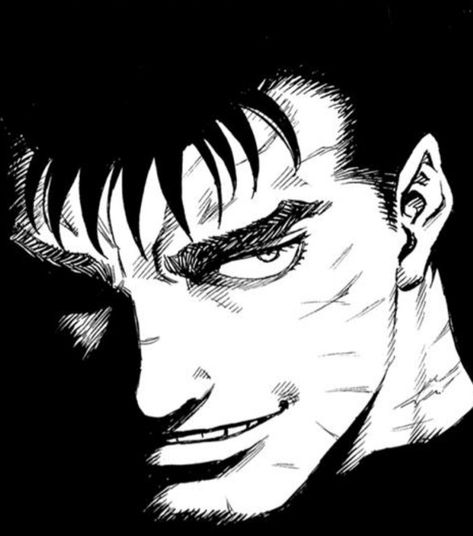 #berserk Nuts from Berk smiling #manga #guts #blackandwhite #nice Berserk Smile, Berserk Meme, Guts Berserk, I Wont Give Up, Kentaro Miura, Story Arc, Amazing Stories, Amazing Art, Art Style