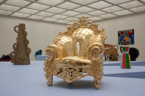 A-Mendini_Proust armchair Chair Sculpture, Artist Exhibition, Royal Chair, Cabinet Of Curiosity, Wood Carving Furniture, Gold Inspiration, Carved Wood Wall Art, Gold Furniture, Luxury Furniture Design