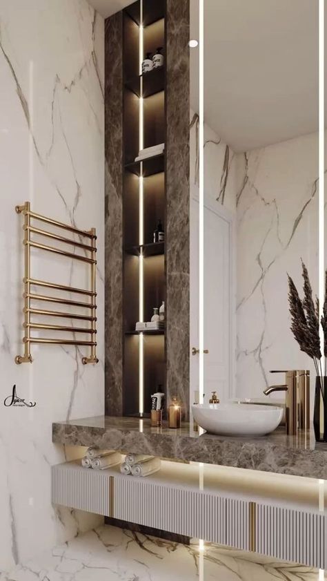 Bathroom Design Small Modern, Bathroom Inspiration Modern, Bathroom Decor Luxury, Washroom Design, Bad Inspiration, Mirror Ideas, Bathroom Mirror Lights, Mirror Bathroom, Bathroom Design Decor