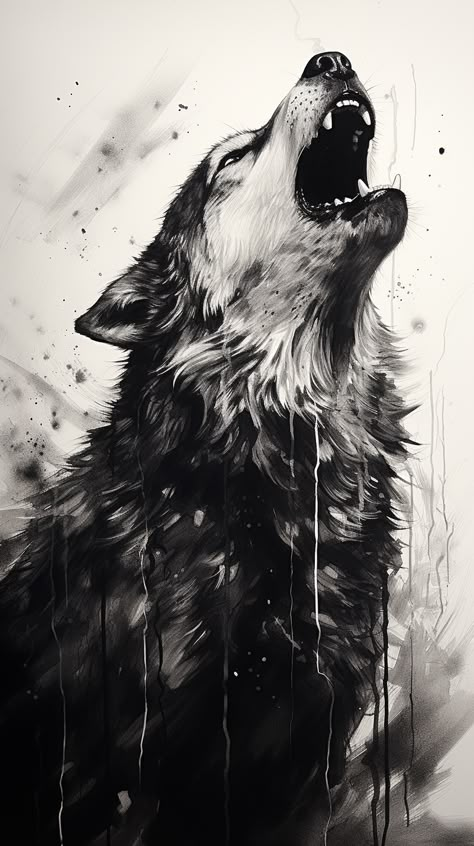 Wolf Art Black And White, Wolf Design Art, Black Wolf Art, Black Wolf Tattoo, Wolf Art Drawing, Wolves Art, Wolf Tattoos Men, Tattoo Wolf, Werewolf Aesthetic