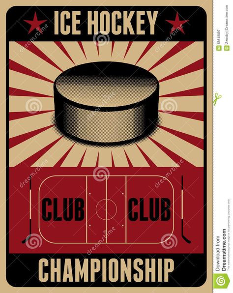 Hockey Drawing, Hockey Posters, Vintage Style Poster, Hockey Tournaments, Retro Vector Illustration, Air Hockey Table, Hockey Logos, Newspaper Design, Retro Vector