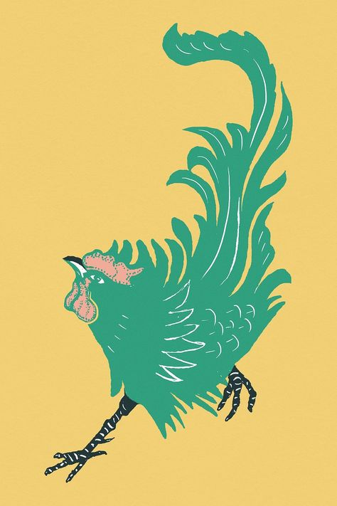 Bird Linocut, Delicatessen Design, Rooster Vector, Chicken Vector, Backgrounds Templates, Illustration Art Prints, Free Illustration Images, Trending Images, Red Rooster